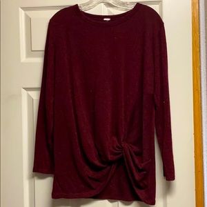 Long sleeve sweater with front twist